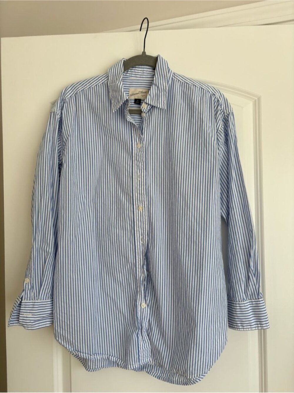 Universal Thread Light Blue & White Vertical Stripe Button-Up Shirt